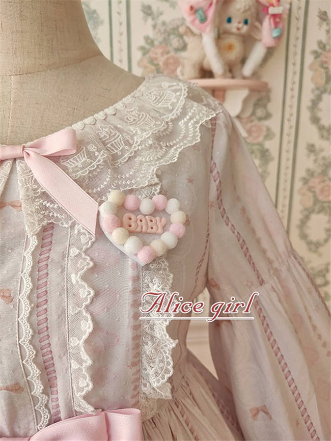 Alice Girl ~The Kitty's Tea Party Sweet Lolita OP/Salopette -Pre-order Pink Size S - In Stock