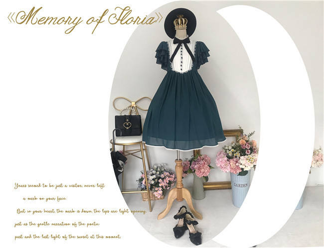 Memory of Floria~ Vintage Lolita OP Short/Long Version-Ready Made