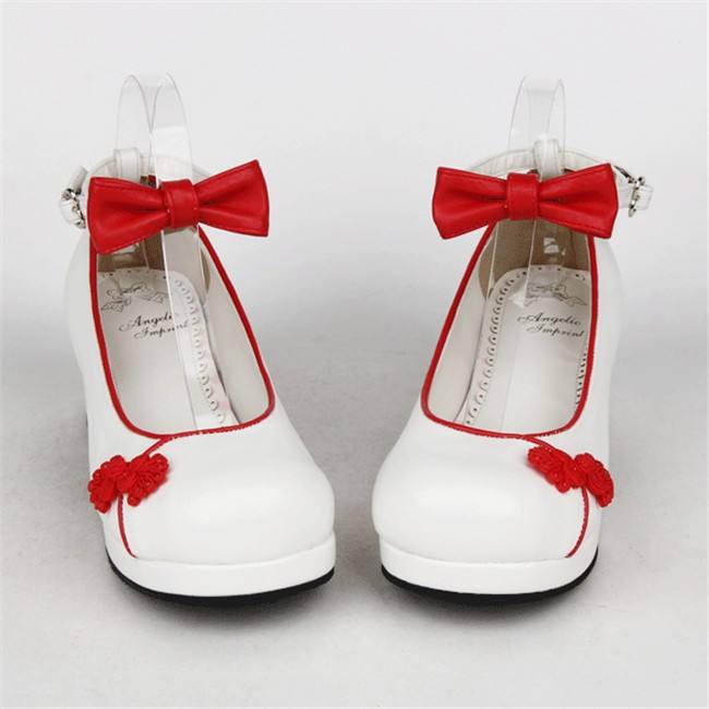Angelic Imprint- Elegant Bow Embroidery Round/Square Heels Qi Lolita Shoes