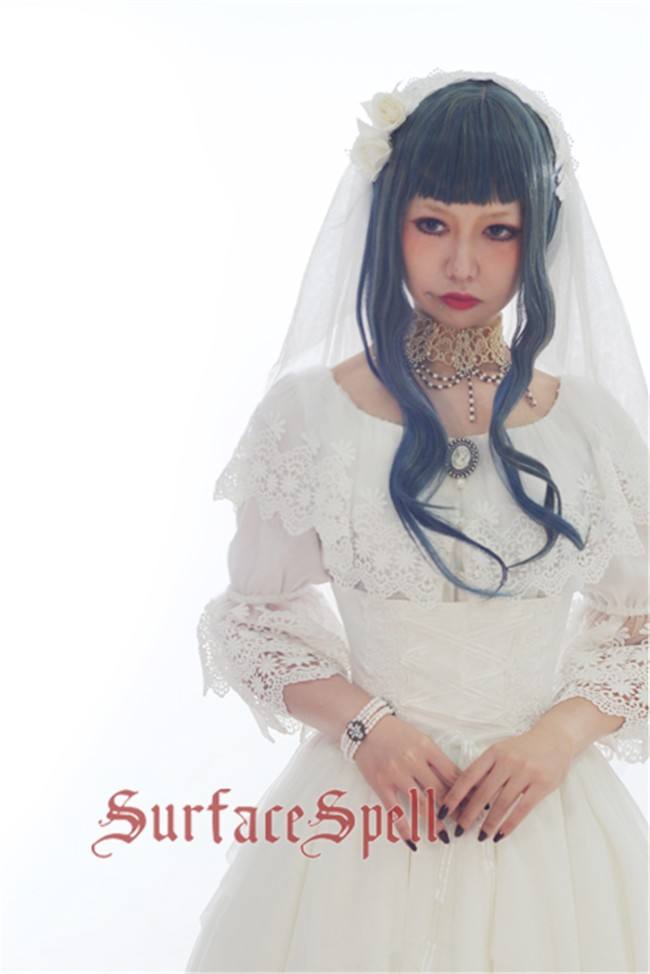 Surface Spell ***White Crystal & Black Agate*** Chiffon Medium Sleeves Lolita Blouse