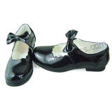Black Shiny Bow Lolita Shoes