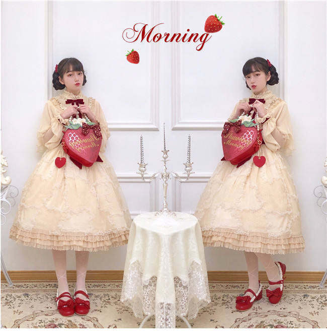 A Strawberry~Sweet Bows Lolita cross bag -Ready Made