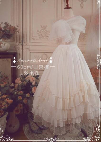 Gold Silk Chiffon Elegant Lolita Skirt/Petticoat 68cm/85cm