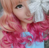 Sweet Brown Pink Lolita Curls Short Wig off