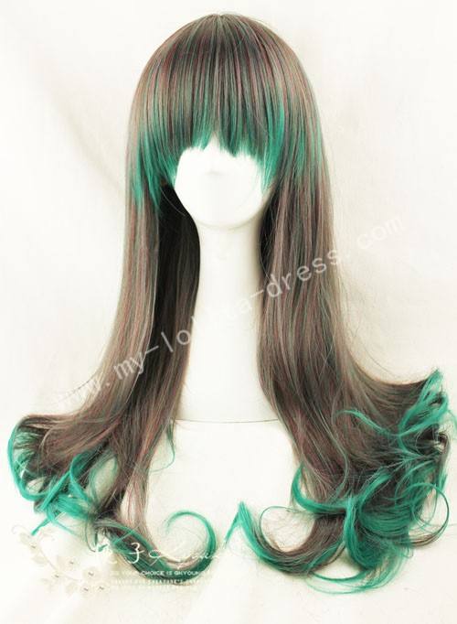 65cm Purple Green Curls Lolita Wig
