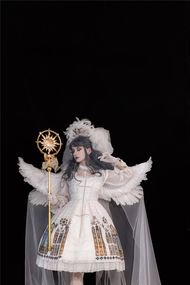 CEL Lolita ~The Holy Cross Gothic Lolita JSK with Front Open Design + Fake Collar -Ready Made