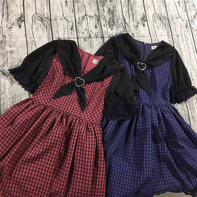 Little Devil~ Gingham Lolita Short Sleeves OP -Pre-order  Closed