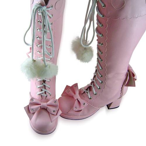 Sweet Pink Bows Lolita Boots