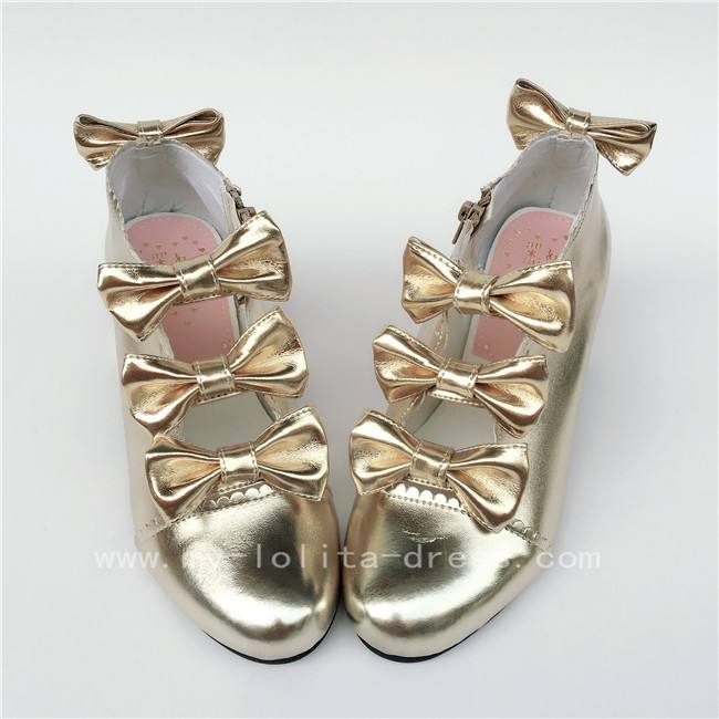 Sweet Girl's Four Bows Lolita Heels Shoes