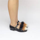 Gothic Black Lolita Low Heels Shoes with Furs O