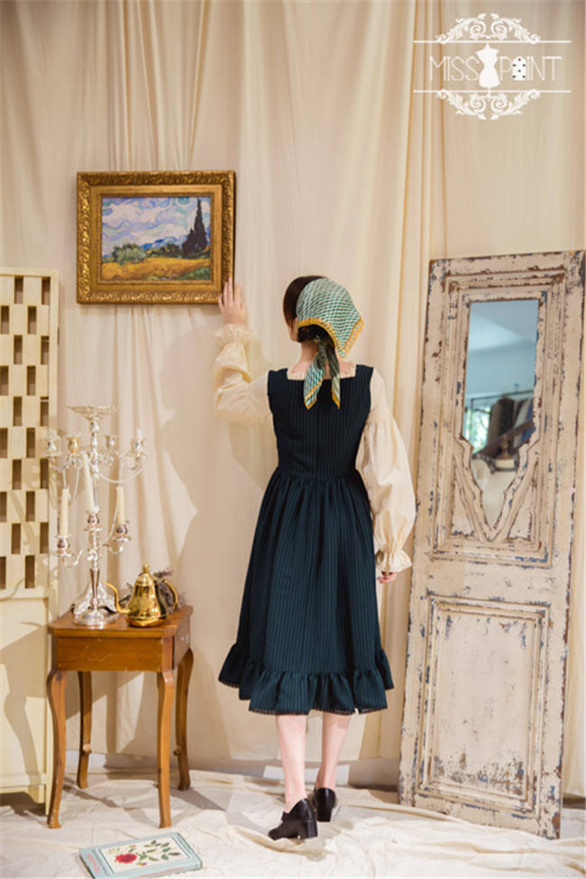 Alpine Maiden~ Vintage Stripe OP Dress -Pre-order