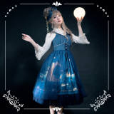 NyaNya Lolita Boutique ~Over the Sea the Moon Shines Bright V-neck Lolita JSK -Ready Made