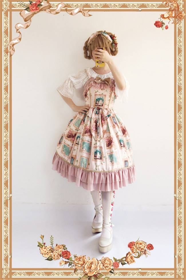 Still Life Picture Frame~ Lolita Printed JSK Dress -out