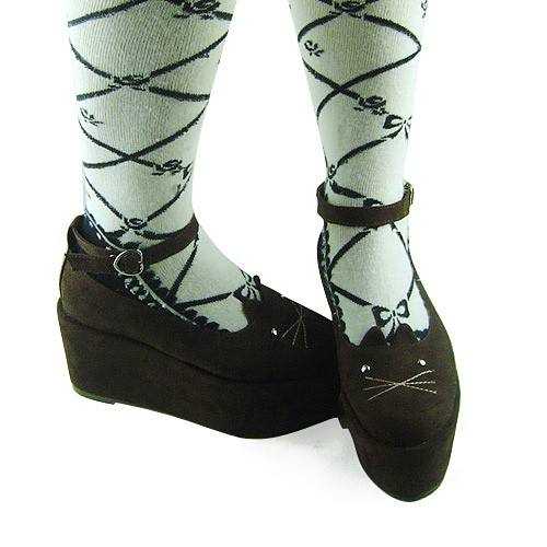 Coffee Velvet High Platform Lolita Shoes