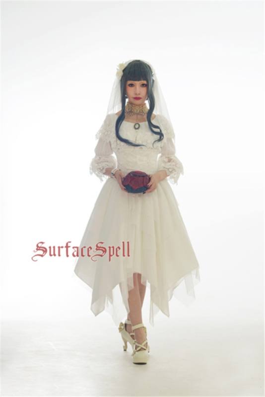 Surface Spell ***White Crystal & Black Agate*** Chiffon Medium Sleeves Lolita Blouse