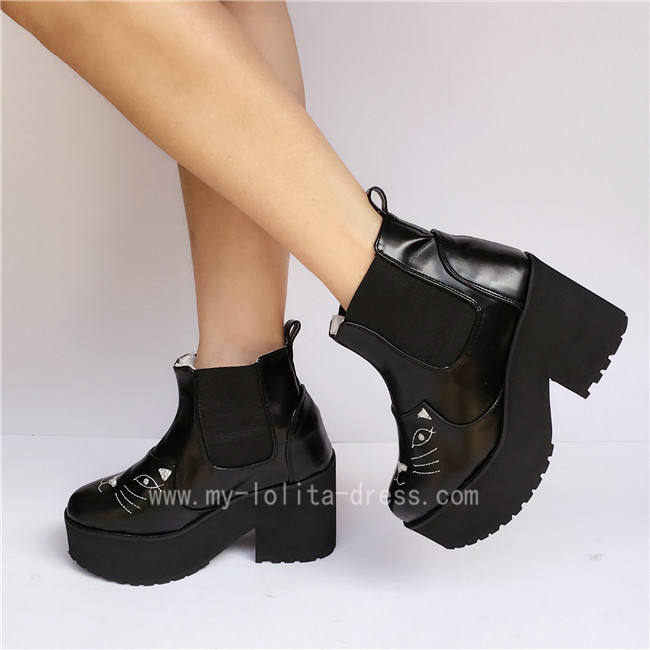 Gothic Black Matte Lolita Boots