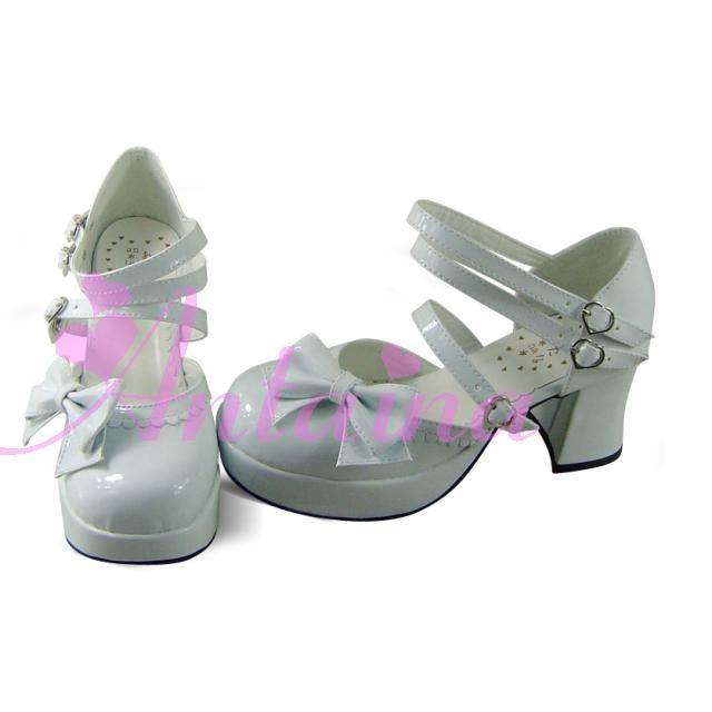 White Pink Bow Princess Lolita Shoes
