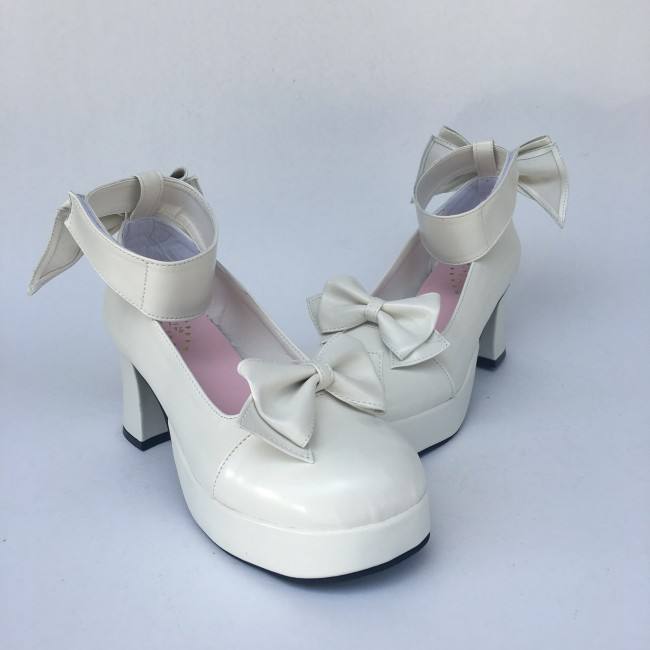 Pink Bows Wide Strap Lolita Shoes