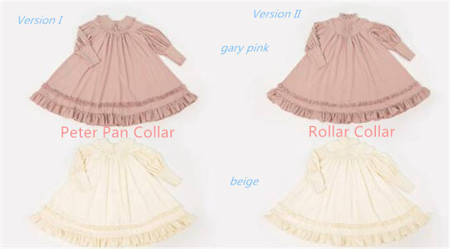 Vintage Unicolor Babydoll Style Peterpan Collar Lolita OP - Ready Made