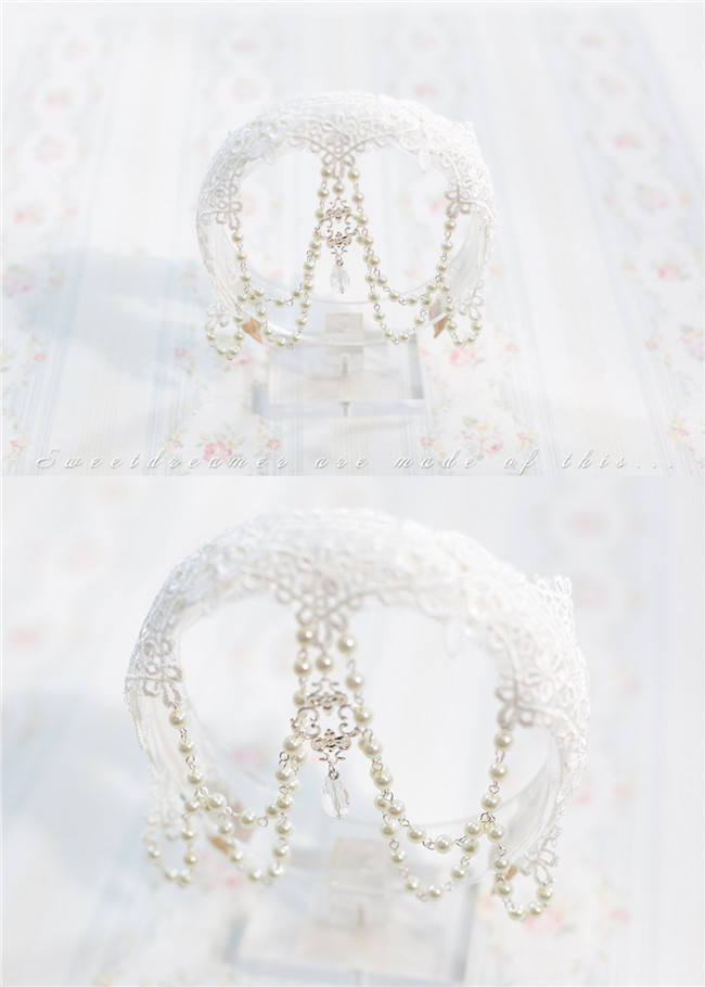 Sweet Dreamer Lace Beads Headbow and Veil Sets
