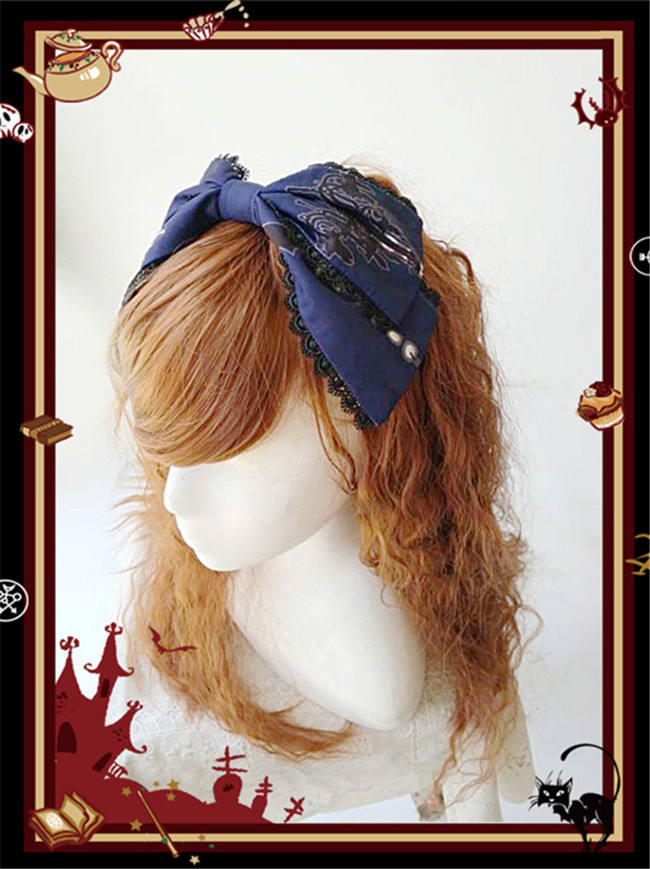 The Cat Cross~ Halloween Lolita JSK Dress + Headbow Navy Blue Size M - In Stock