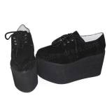 Gothic Black Velvet Sticky Toe Lolita Shoes O
