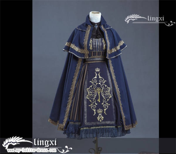 Royal College~ Embroidery Ouji Lolita Cape Black Thick Version out