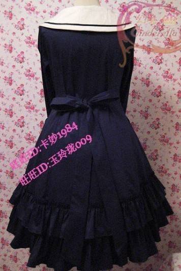 Round Collar Bow College Lolita Dress