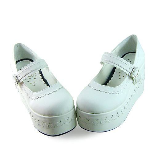 Pretty White Unicolor Lolita Shoes