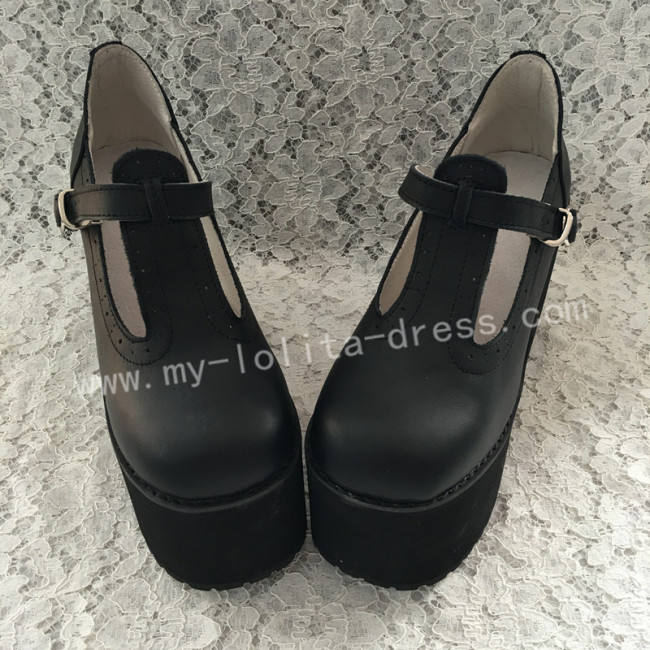 Lady's Gothic Matte Black Lolita Heels High Platform