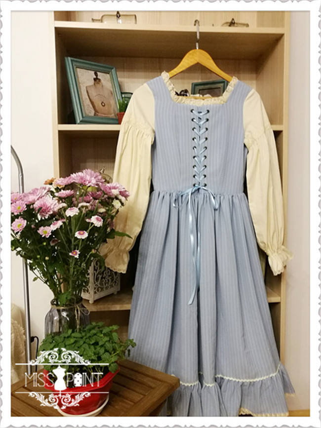 Alpine Maiden~ Vintage Stripe OP Dress -Pre-order