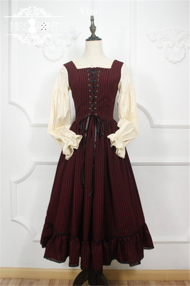 Alpine Maiden~ Vintage Stripe OP Dress -Pre-order