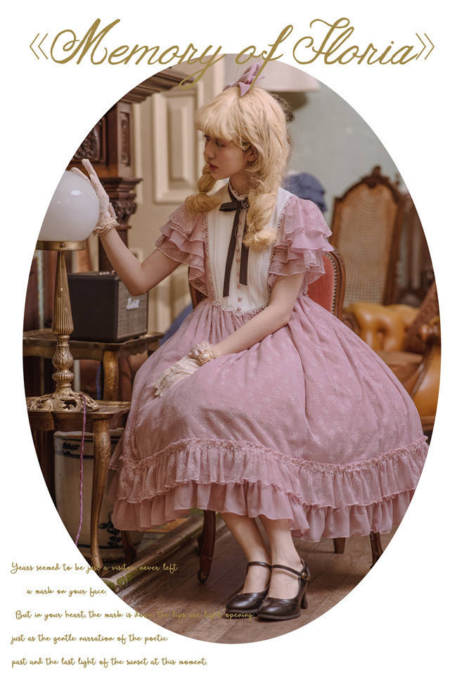 Memory of Floria~ Vintage Lolita OP Short/Long Version-Ready Made