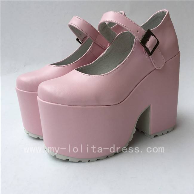 Girls Matte White Lolita High Platform Classic Shoes