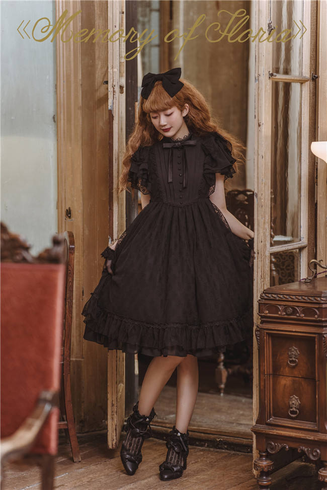 Memory of Floria~ Vintage Lolita OP Short/Long Version-Ready Made
