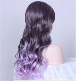 Girl's Sweet Black to Purple Gradient Cosplay Long Curls Wig