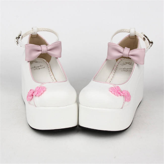 Angelic Imprint- Elegant Bow Embroidery Qi Lolita High Platform Shoes