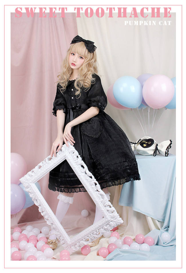 Pumpkin Cat Lolita ~Sweet Toothache~ Lolita OP -Ready made