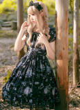 Lemon Honey ~Bear Constellation~ Fly Sleeves Printed Lolita JSK Black M In Stock