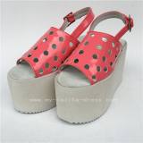 White High Platform Glossy Wine Lolita Shoes with holes