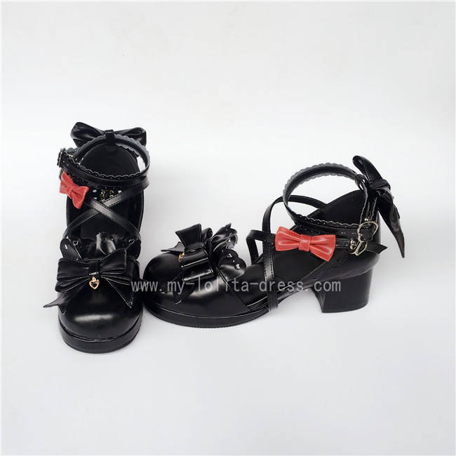 Sweet Red Bows Lolita Heels Shoes
