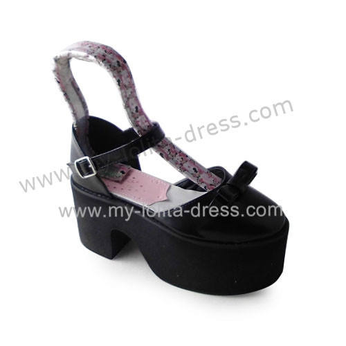 Matte Black Elegant Bow Lolita Girls Shoes