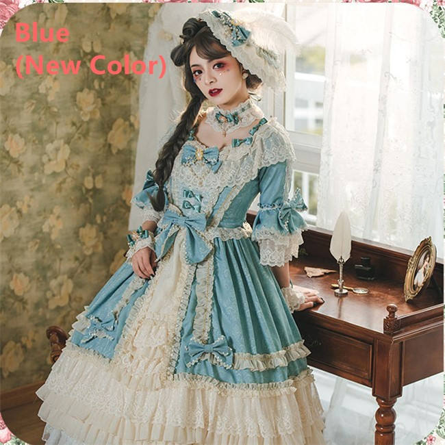 Moira~ Lolita Short Sleeves OP Dress -Sax Size XL In Stock