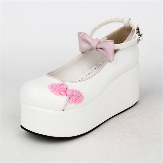 Angelic Imprint- Elegant Bow Embroidery Qi Lolita High Platform Shoes