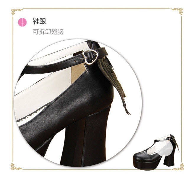 Angelic Imprint- Sweet T-shaped Straps Lolita Square Heel Shoes with Detachable Angel Wings