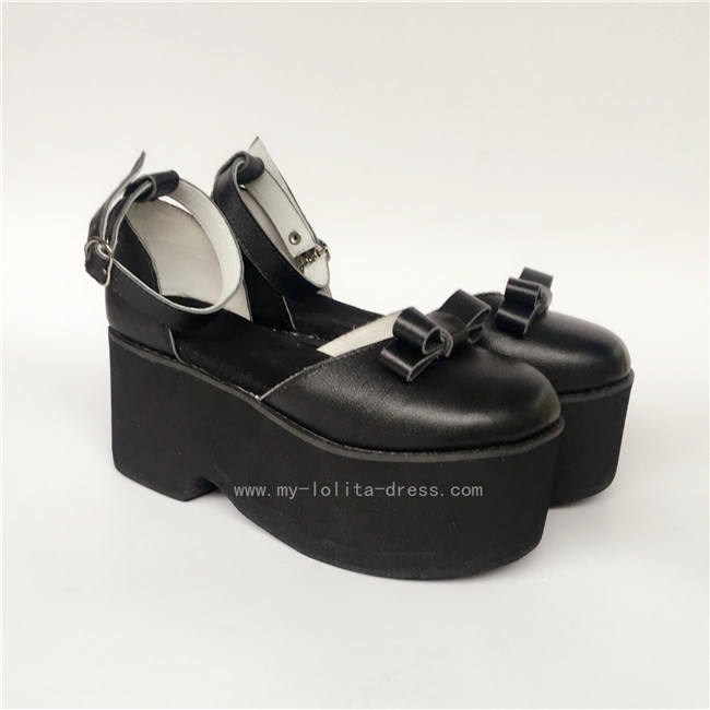 Matte Black Elegant Bow Lolita Girls Shoes