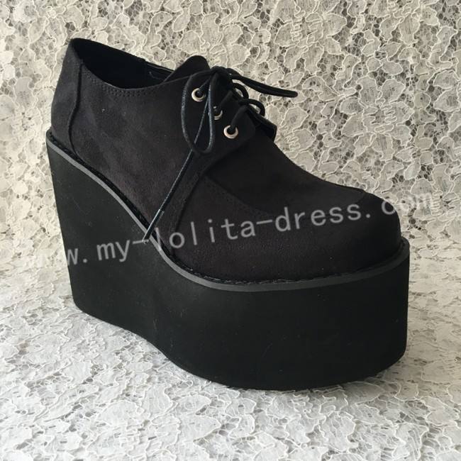 Gothic Black Velvet Lolita High Platform