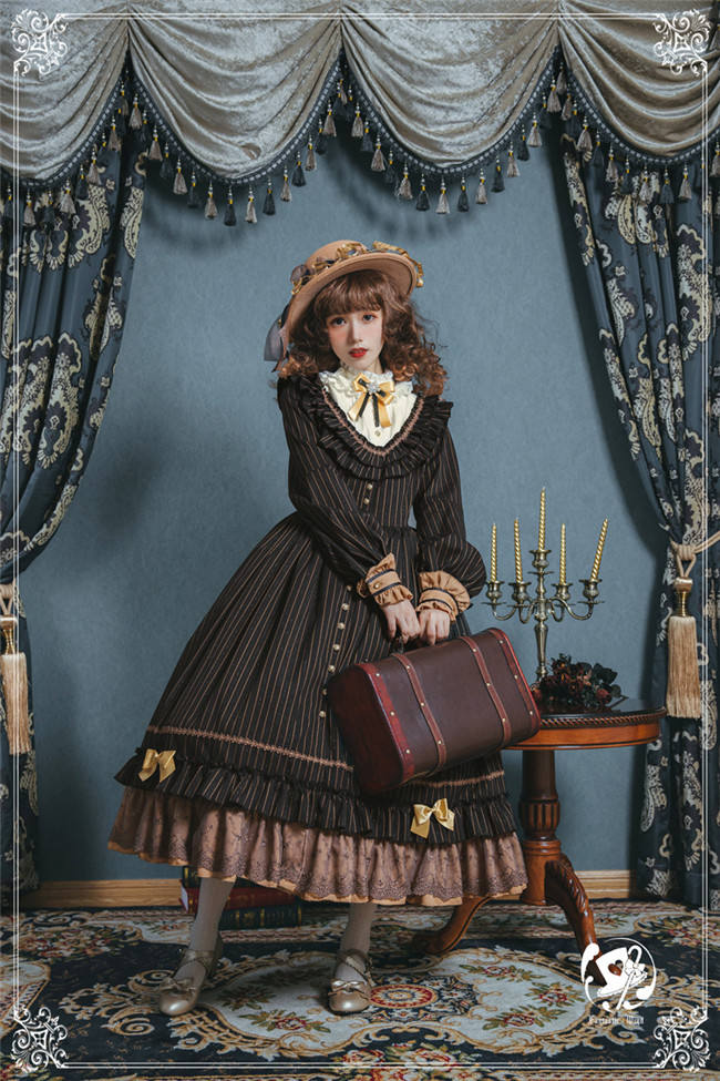 The Florentine Traveller~ College Style Lolita Long Sleeves OP  -Ready Made