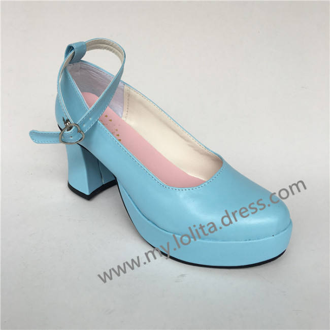 Matte Blue High Platform Lolita Heels Shoes