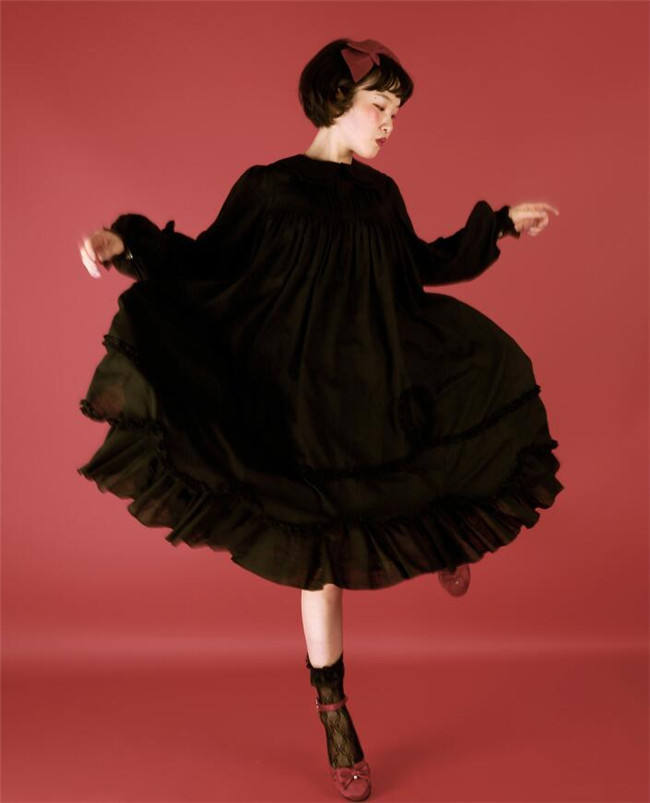 Daily wear Version Sweet Unicolor Lolita long sleeves OP- Ready Made